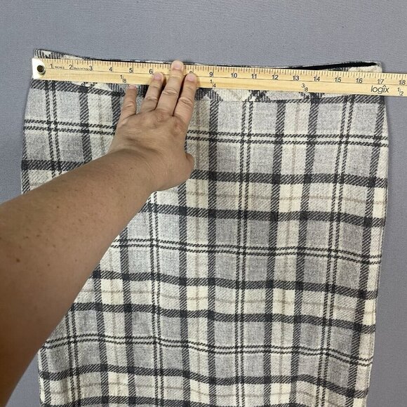 LL Bean Wool Blend Plaid Pencil Skirt Size 12 Lined Favorite Fit Preppy Academia - Picture 13 of 16